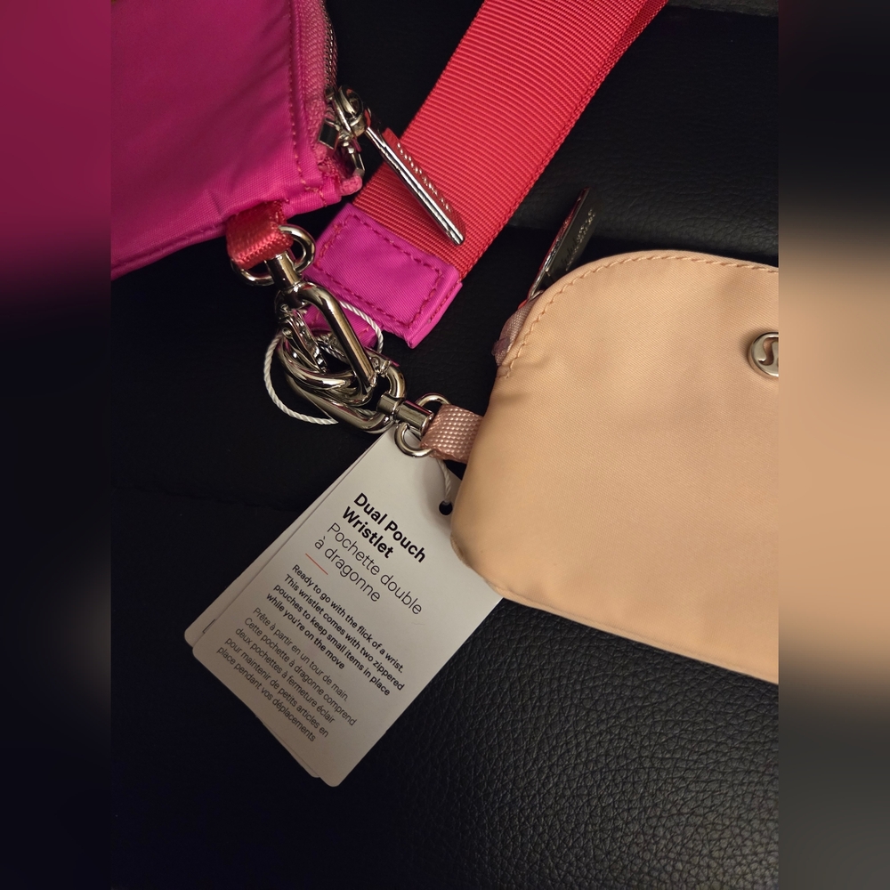 New!!! Lululemon Athletica Pink and Tan Dual Pouch Wristlet - Picture 4 of 6